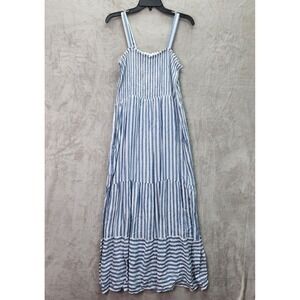 RAVIYA Swim Cover Up Womens Large Striped Maxi Dress Tiered Sleeveless Casual